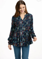 230 PINTUCK FLORAL PRINTED SHIRT