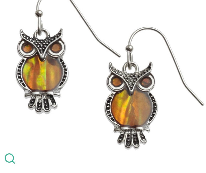 TJ333 Amber owl earrings