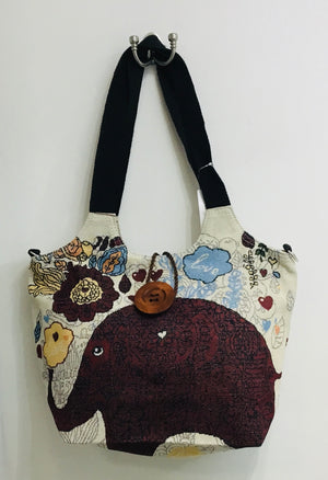 Elephant design Canvas Shoulder/Crossbody Bag