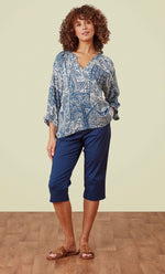 Udi Patched Paisley Top - Starlight Blue