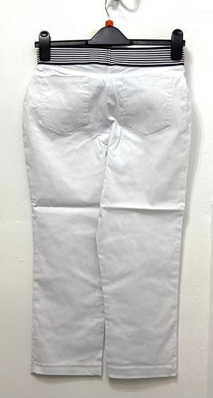 575C Bengaline Crop with Stripe Waist Band