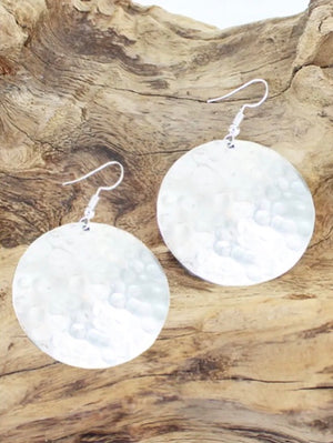 KH1311 Beaten Metal Disc Earrings