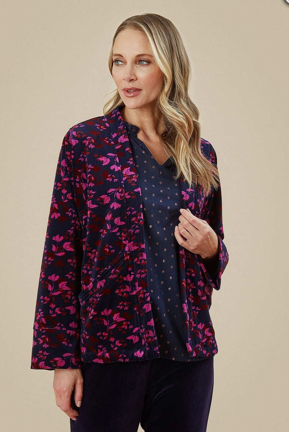 Indera Kimono Velveteen Leaf Print