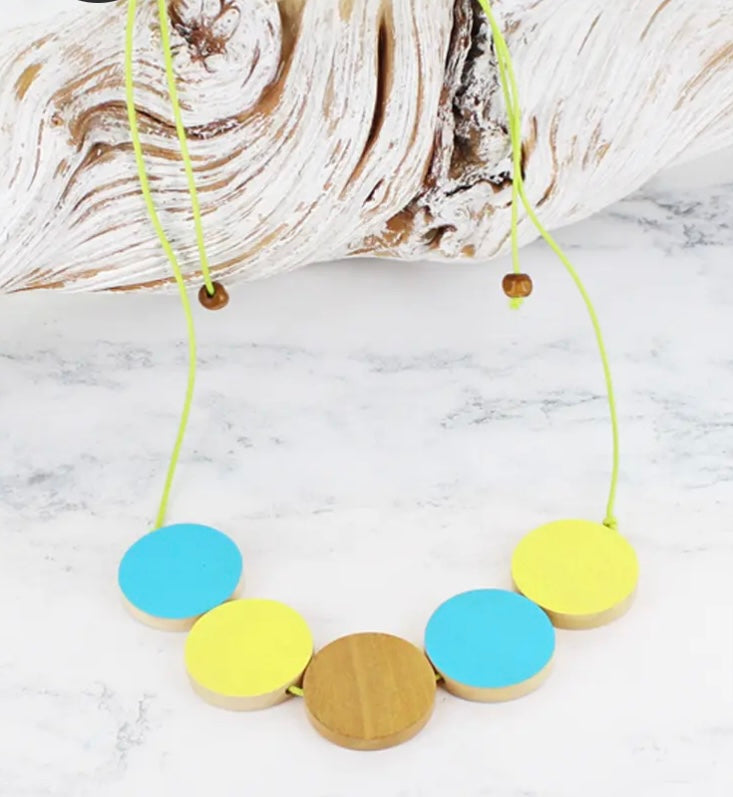 JP1312 SIMPLE WOODEN DISC NECKLACE