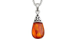 Tj141 Paua Shell Amber Pear Drop Necklace