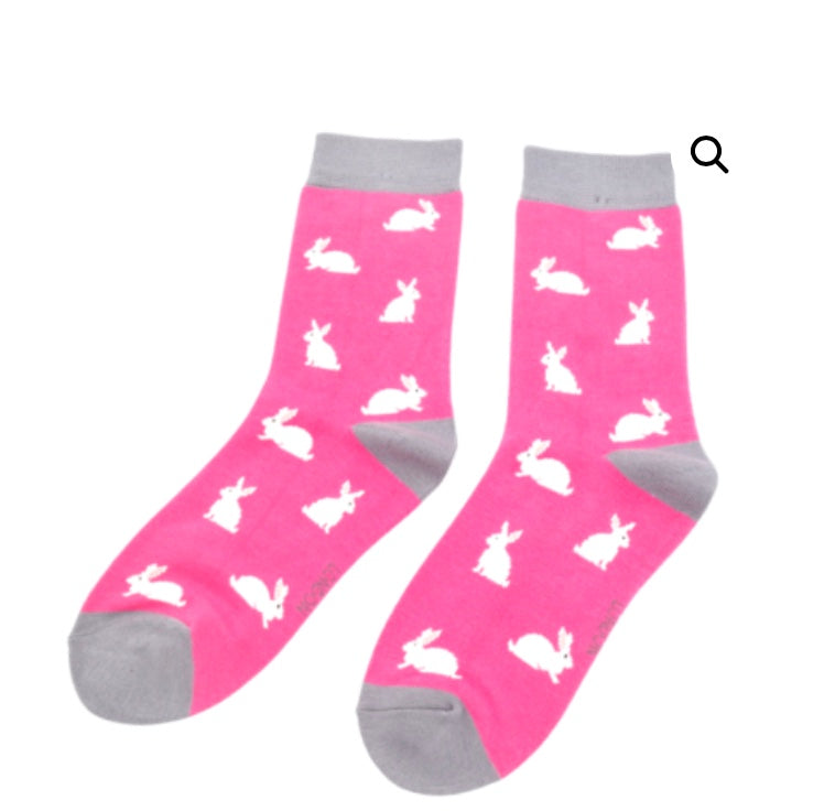 Sks204 Rabbits Socks Fuchsia