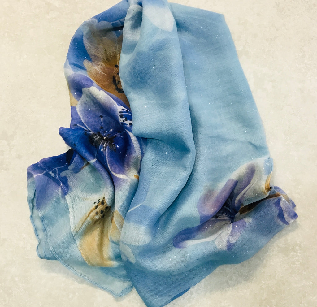 PS6772 floral Sparkling Scarf