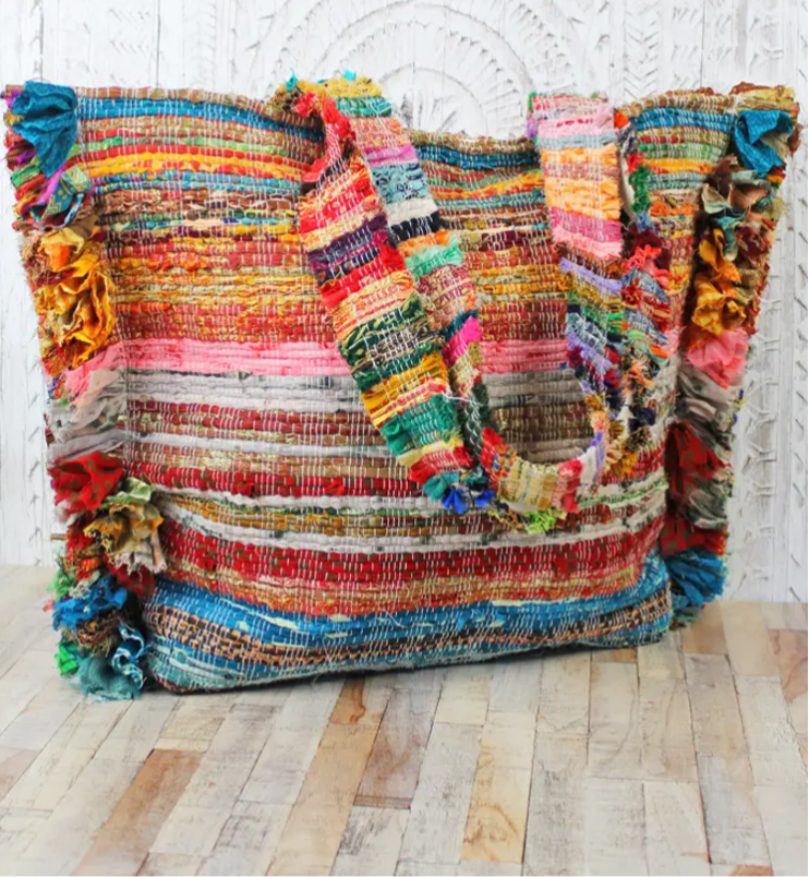 UD1301 UPCYCLED SARI FABRIC SHOPPER