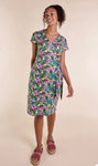 DH2167 Organic Cotton Tie Gathered Mock Wrap Dress
