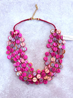 DC6301 CHUNKY WOODEN BEAD & SEQUIN NECKLACE