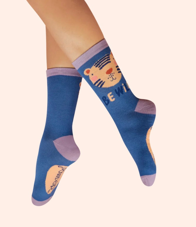 SOC714 Bamboo Wild Tiger Ankle Socks