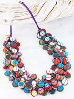 DC6301 CHUNKY WOODEN BEAD & SEQUIN NECKLACE