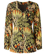 Imogen Printed V Neck Button Through Blouse