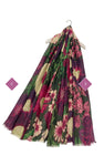7985 Botanical Floral & Toadstool Print Frayed Scarf