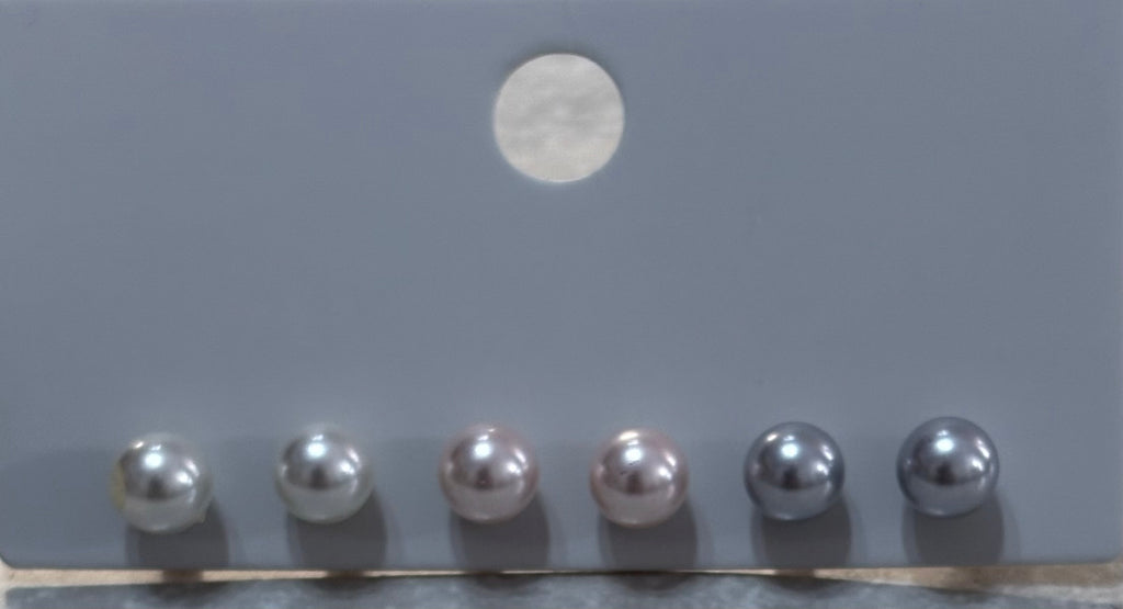 206037 Set of 3 Pearl Coloured Stud Earrings