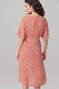 Mono Floral Phoebe Dress - Coral/White