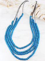 FB1507 LONG 4-STRAND WOODEN BEAD NECKLACE