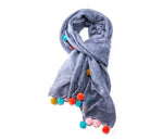 9123 Tie Dye Big Pompom Scarf