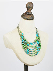 DC1501 LAYERED WOODEN BEAD NECKLACE