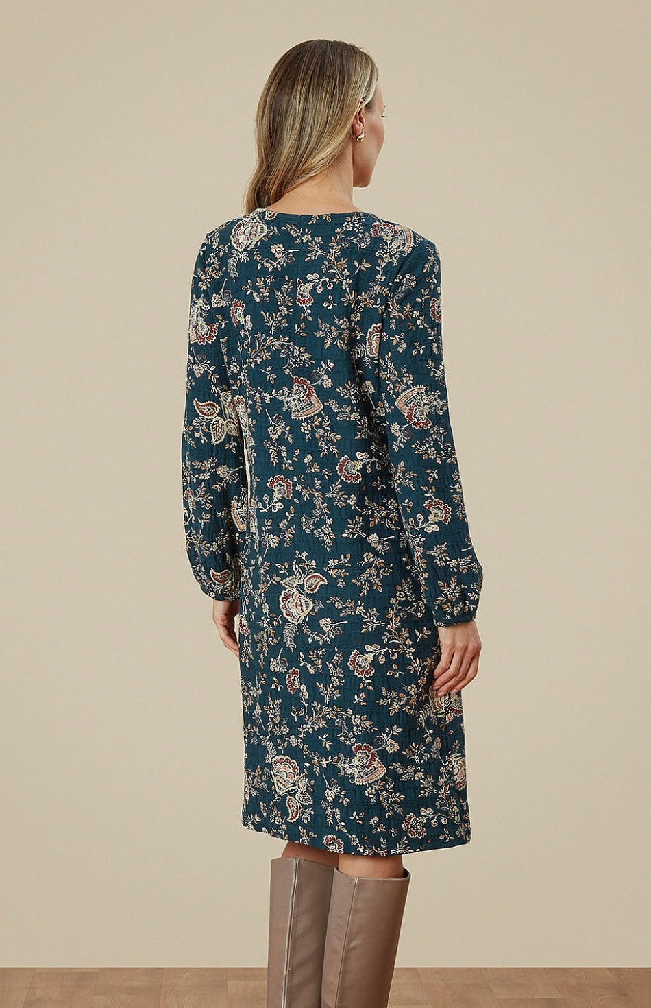 Malana Dress Lacey Print-Deepest Teal