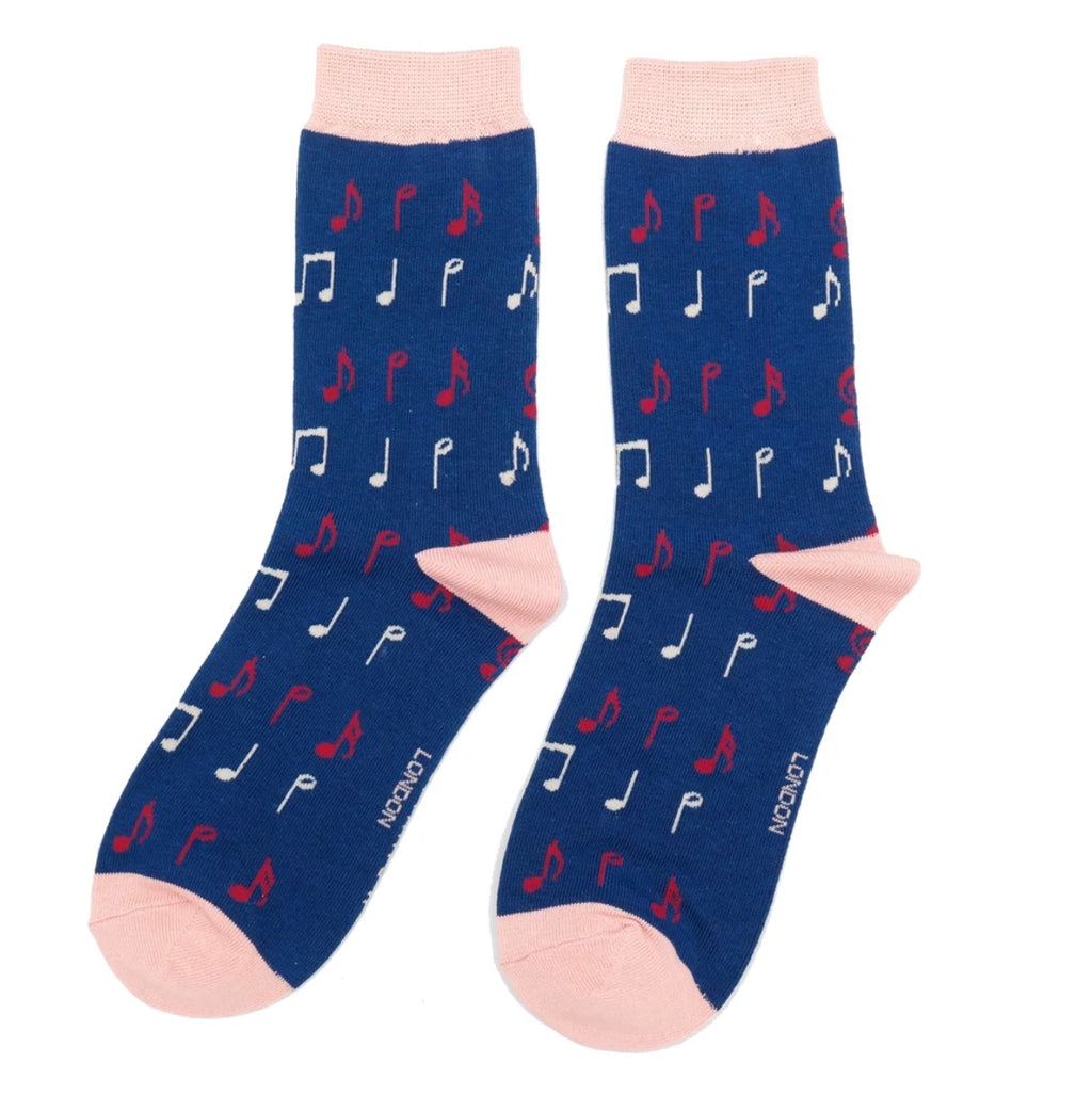 Sks387 Music Socks Navy