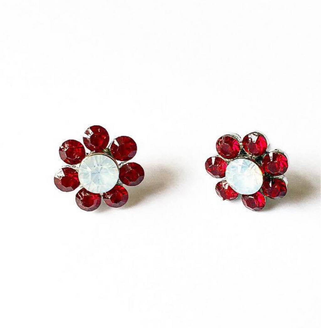205091RD Red Flower Earrings