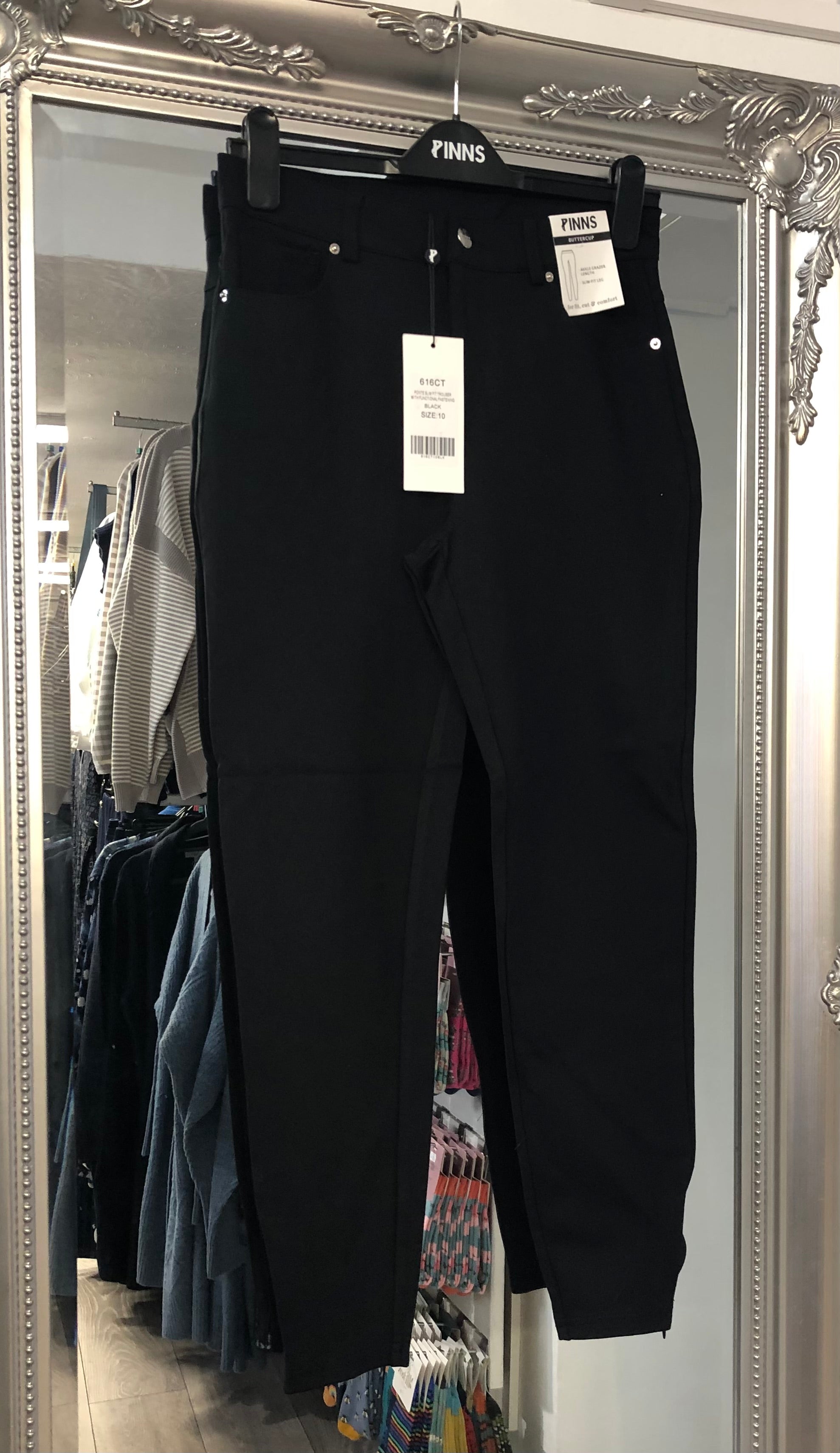 616CT Black Ponte Slim Fit Trouser