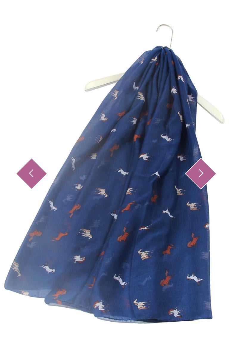 3004 Galloping Horse Print Scarf