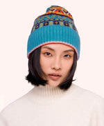 FIB2 FAIR ISLE BEANIE, TEAL MIX