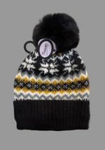 HH2533 Fair isle Fleece Lined Pom Pom Hat