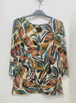 12529 Leaf Print Twist Front Top