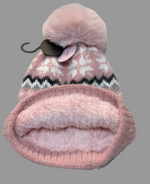 HH2533 Fair isle Fleece Lined Pom Pom Hat
