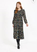 319 PAISLEY PRINT SHIRRED SOFT TOUCH BODICE MIDI DRESS