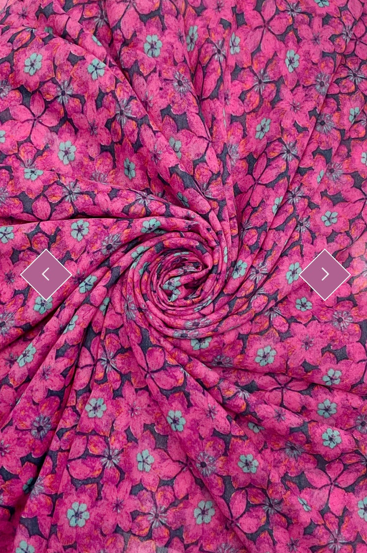 7963 Colourful Floral Print Tassel Scar