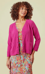 Shushma Cotton Textured Cardigan - Raspberry Rose