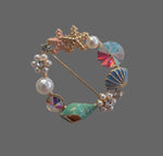 DH019 Circle of Shells & Crystal Brooch