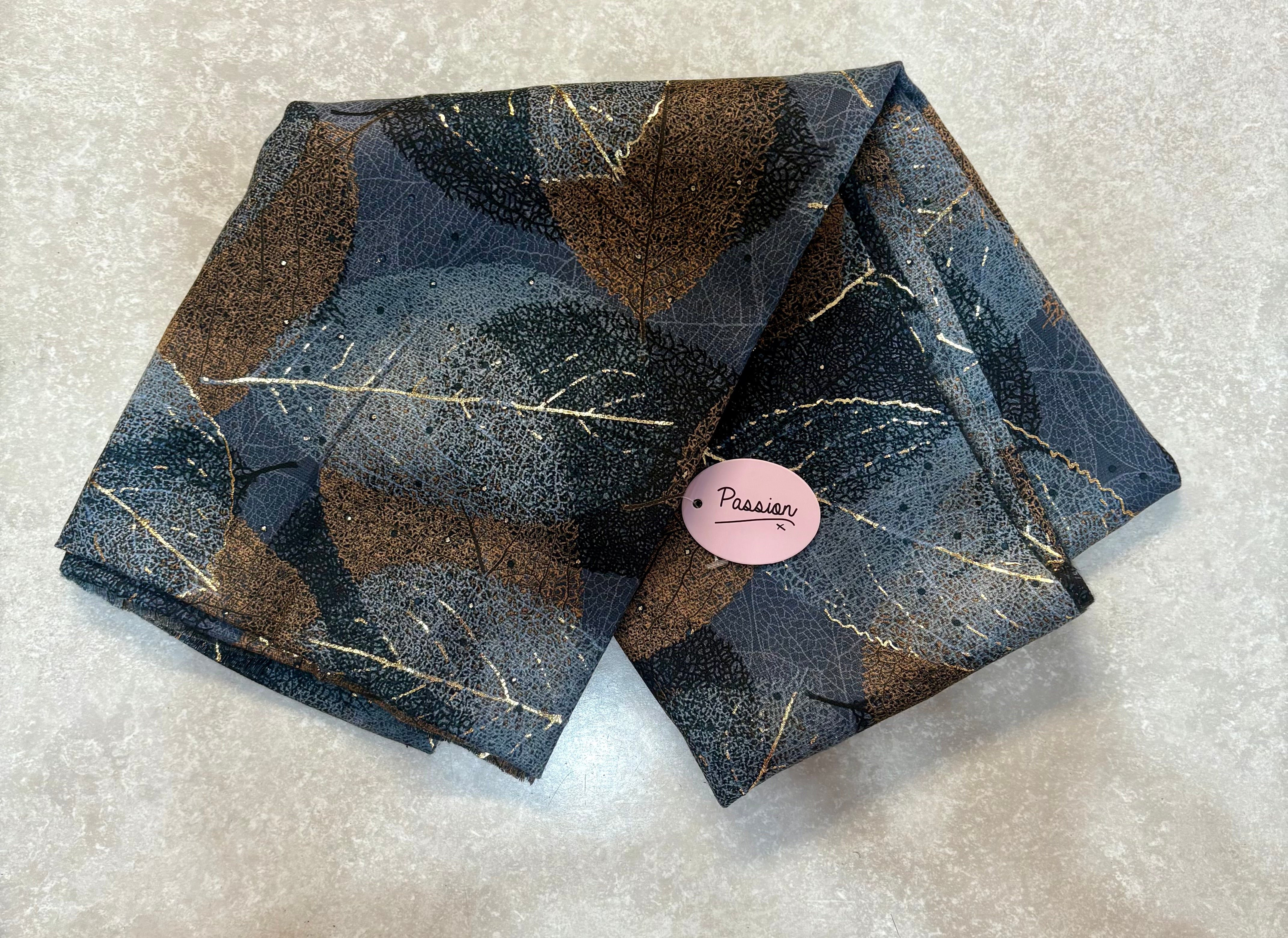 LP3706 Gold Leaf Print Scarf