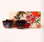 VSP20 VELVET SUNGLASSES POUCH - FINE FLORA, CREAM