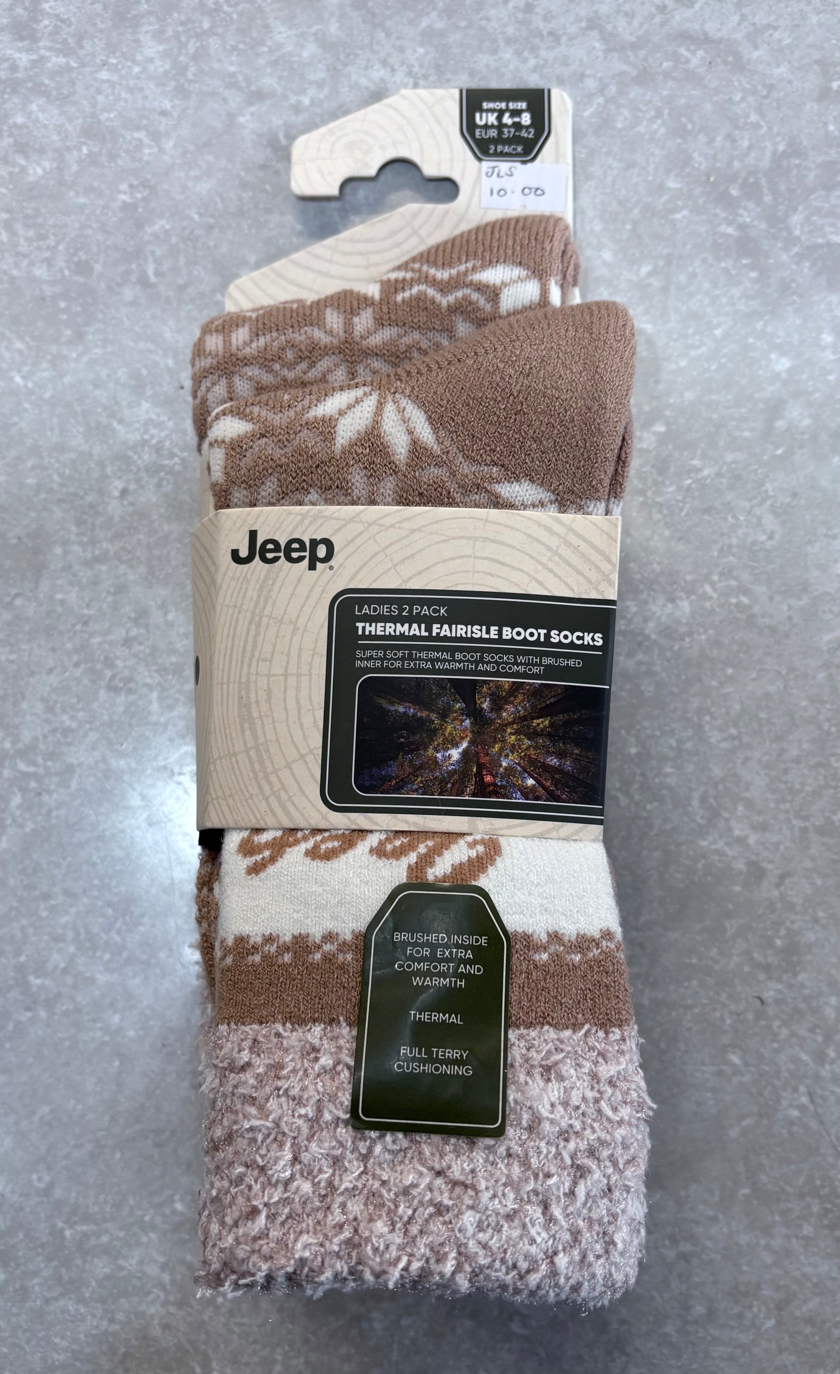 JLS LADIES 2 PR JEEP FAIRISLE SOFT TOP BOOT SOCKS