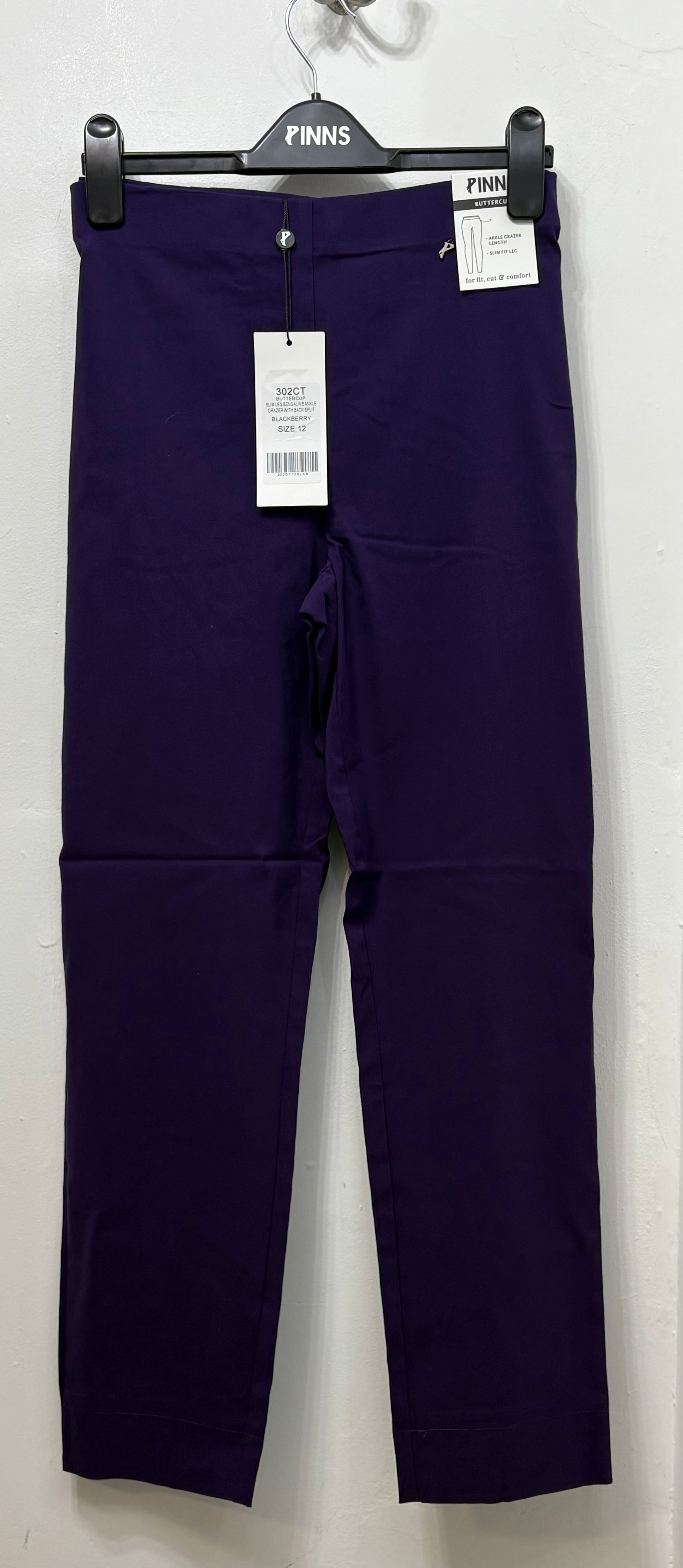 302CT Blackberry Slim Leg Bengaline Ankle Grazer Trouser