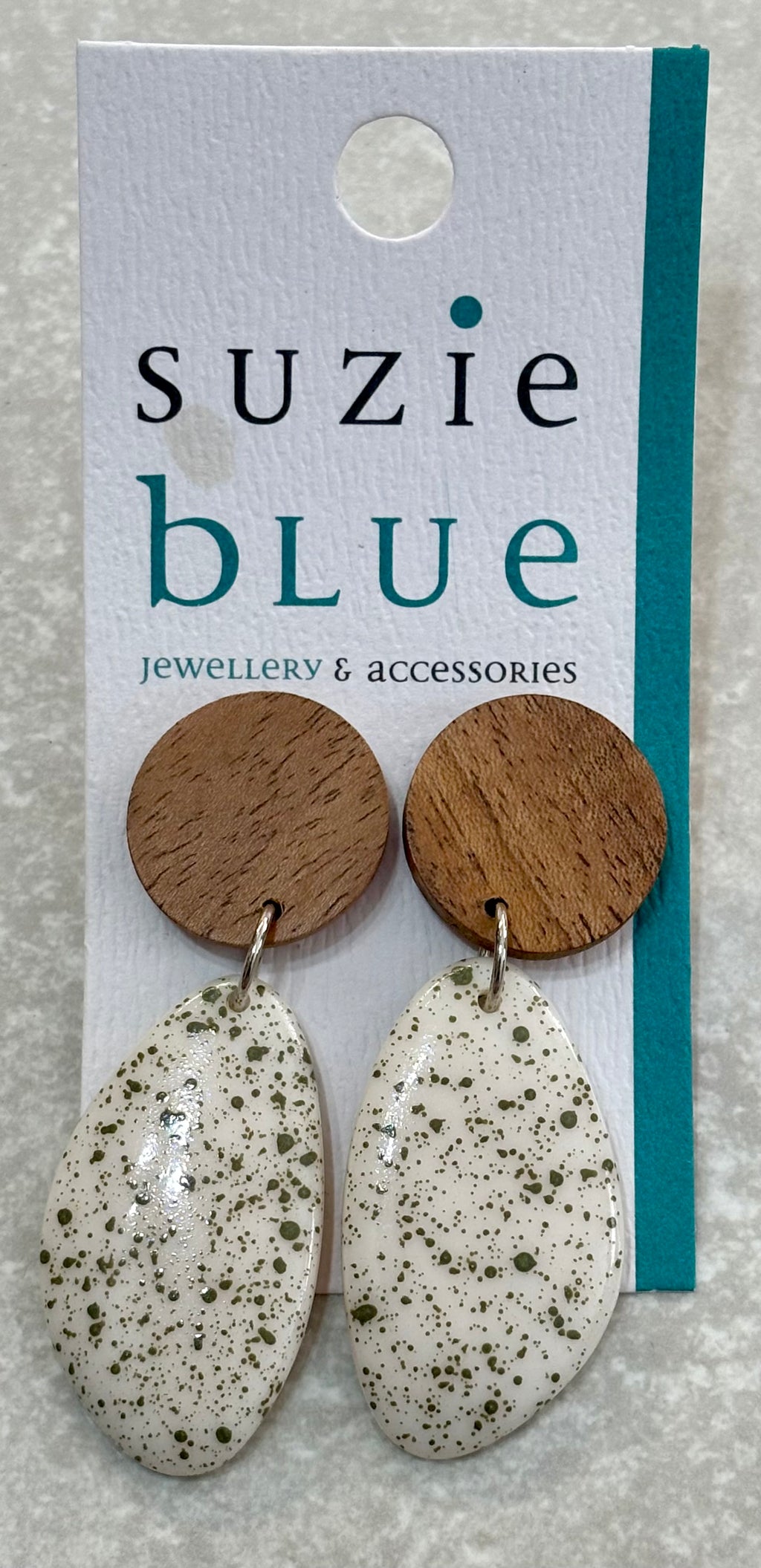 Jp6104 Resin & Wood Pebble Earrings