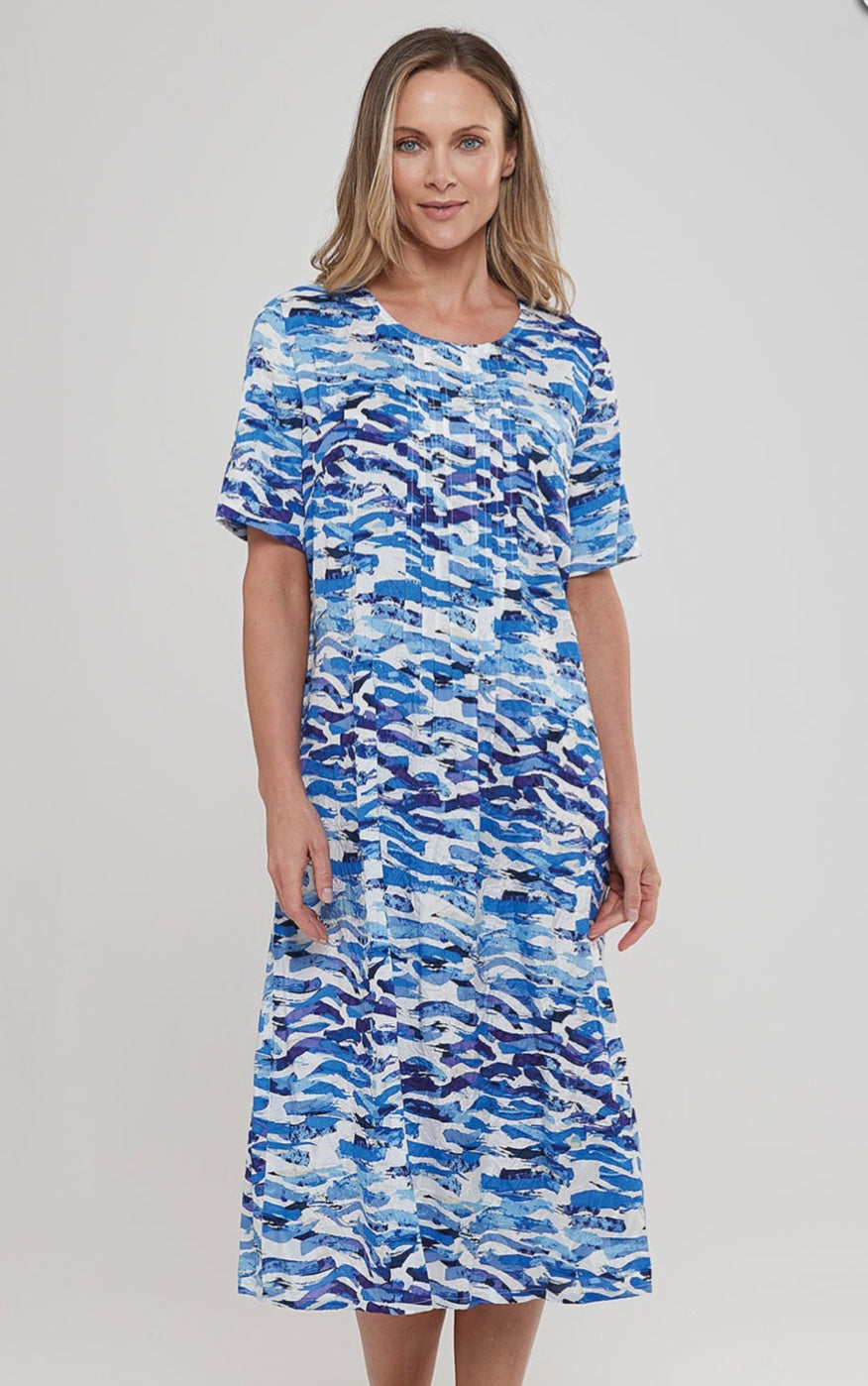 Ocean Print Shannon Dress - Blue Mix