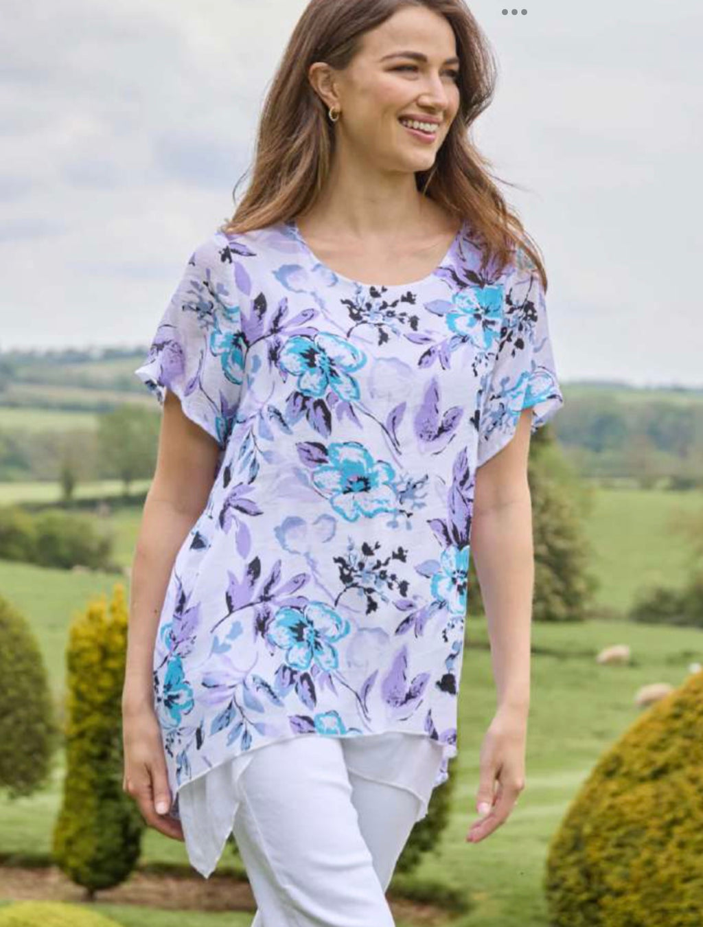 464 Floral Layered Tunic