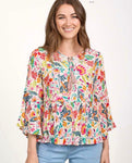 478 TASSEL TIE PRINTED TOP