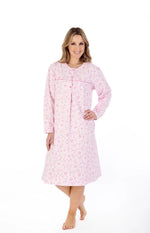 Floral Printed Luxury Flannel 43" Woven Nightdress ND04210