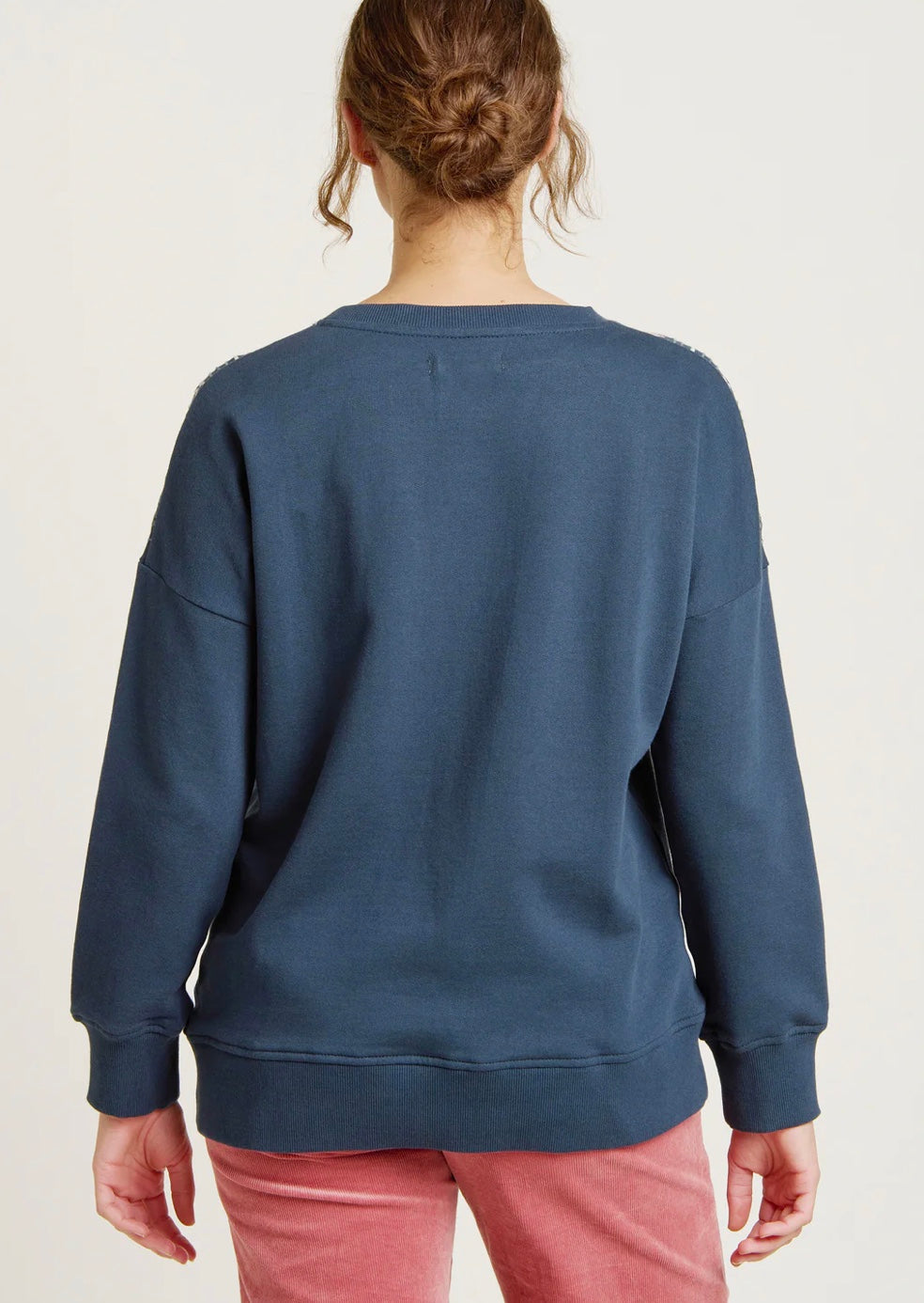 Embroidered Neckline Crew Neck Sweatshirt