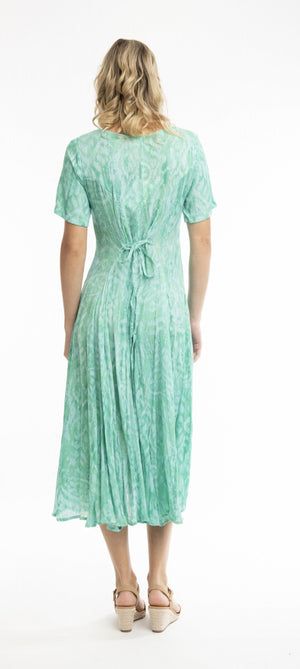4190 Olympus Blue/Green Godet Dress