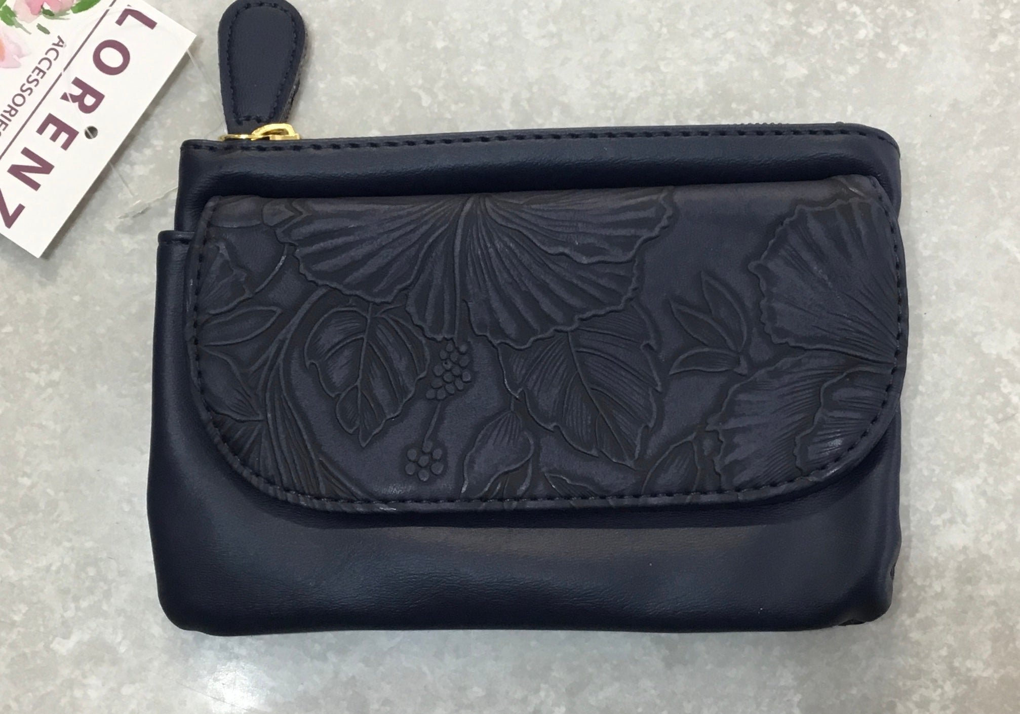 5706 FLORAL EMBOSSED SOFT PU TOP ZIP COIN PURSE