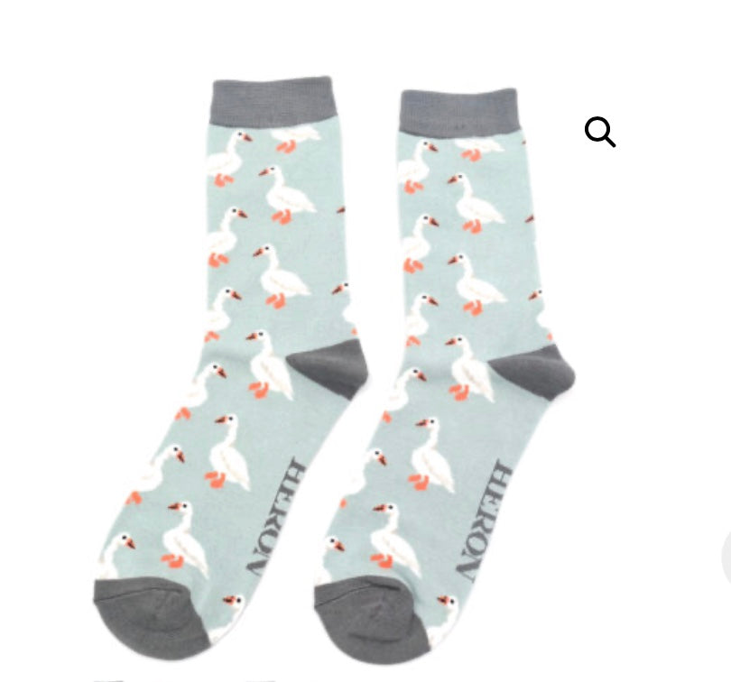 Mh228 White Ducks Bamboo Socks
