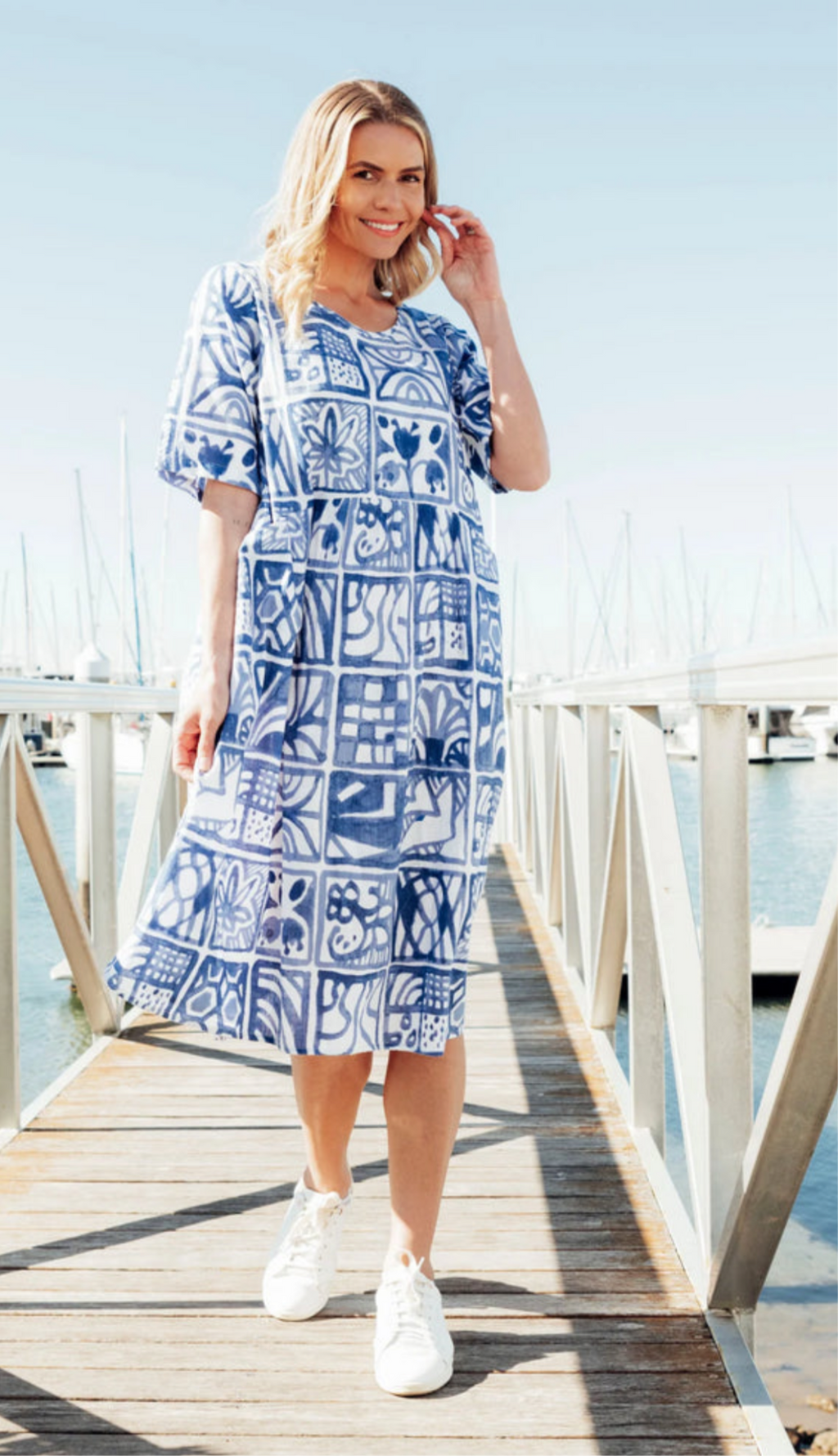 One Summer Yvonne Dress Block Print